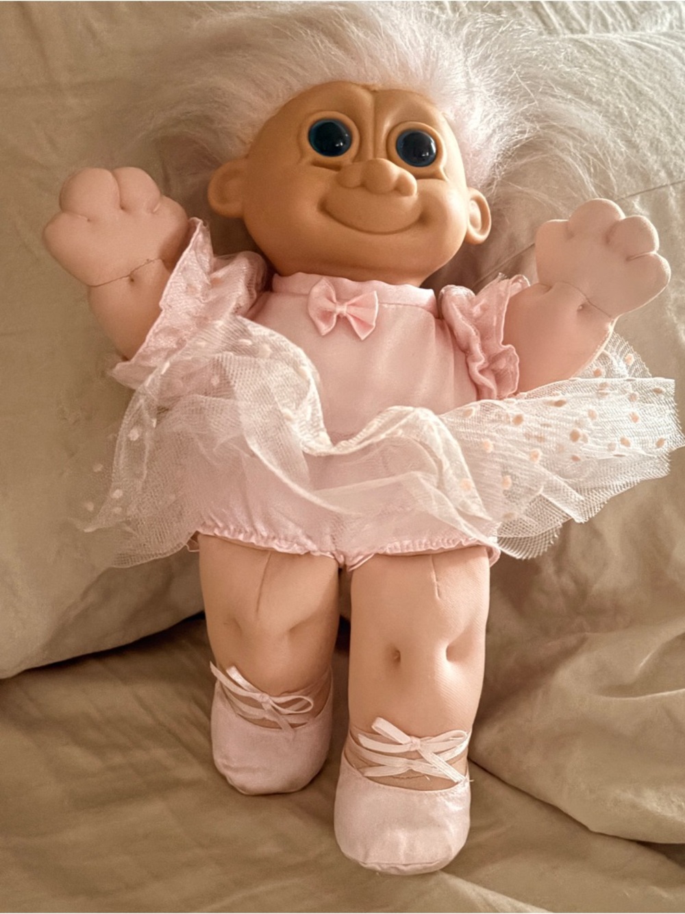 Plush Pink Troll Doll in Pink Dress - Soft Cuddly Toy